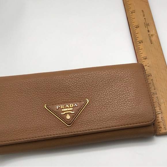 EUC PRADA LOGO TAN LONG LEATHER WALLET - Picture 6 of 16